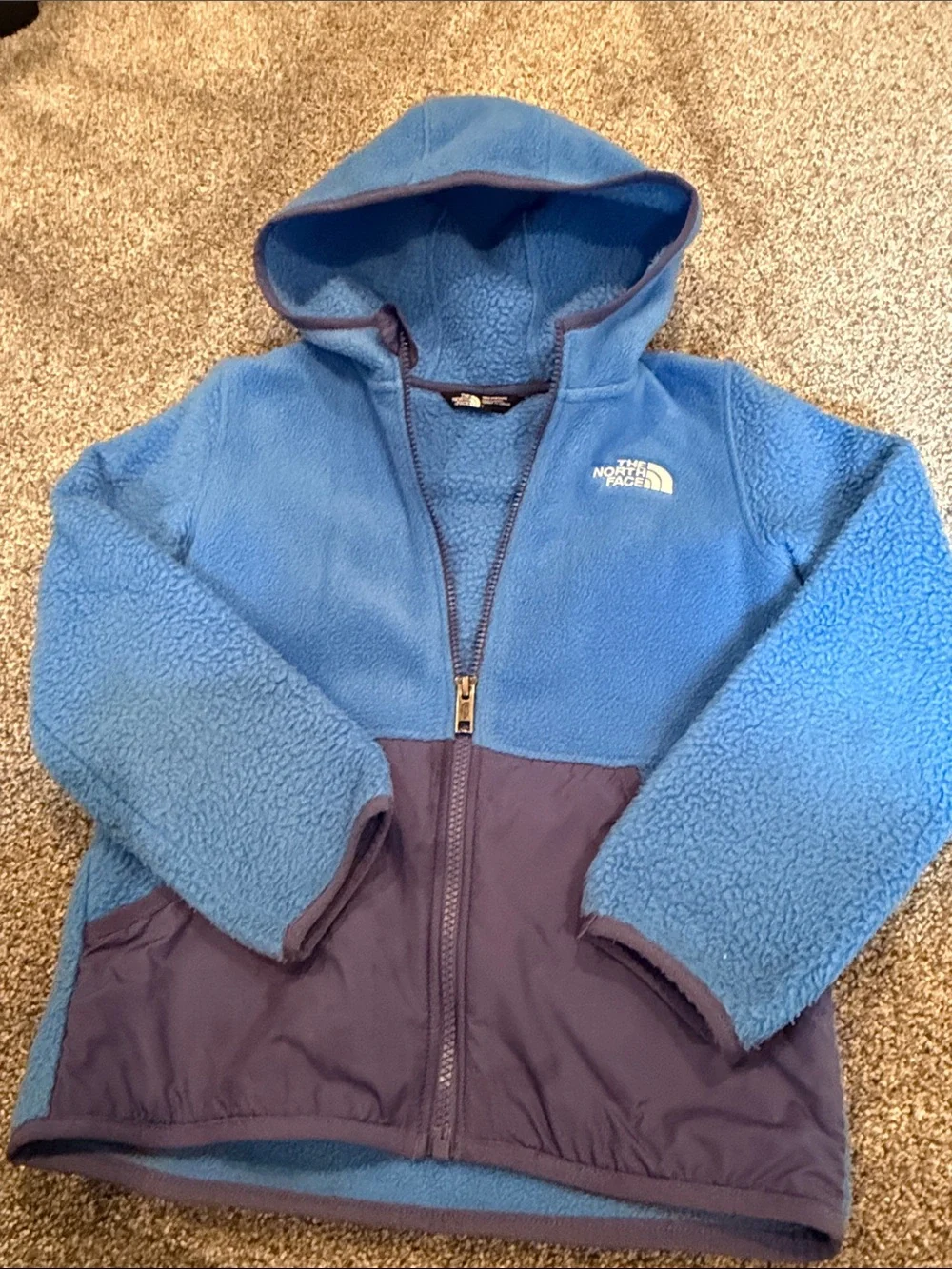 The North Face Kids Two-Tone Blue Hooded Fleece Jacket